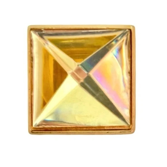 KATE SPADE • Gold Set In Stone Citrine Yellow Crystal Cocktail Ring - Picture 2 of 9